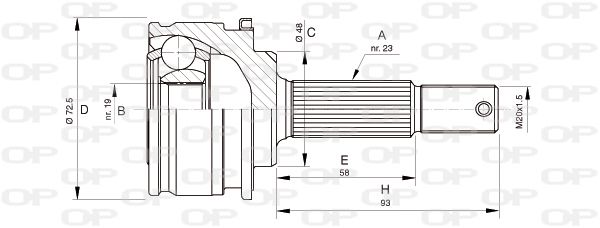 OPEN PARTS Шарнирный комплект, приводной вал CVJ5196.10